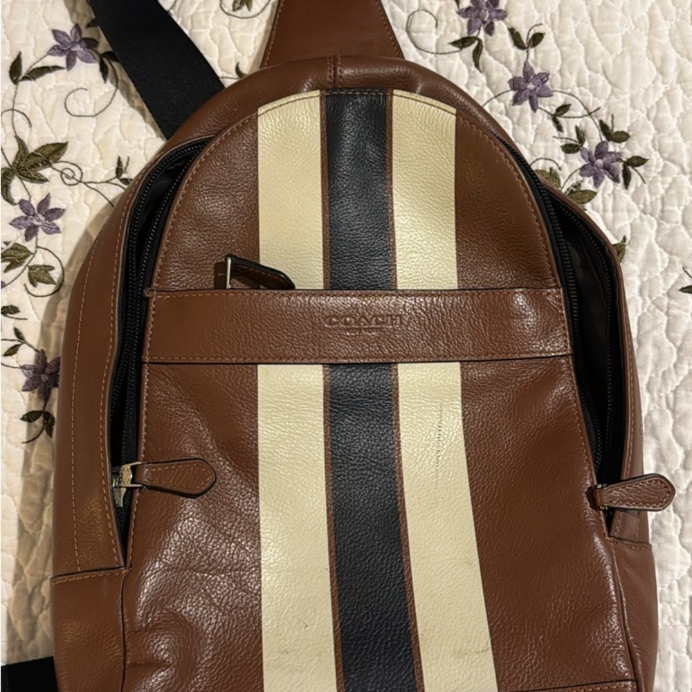 Coach Brown and Cream single strap backpack